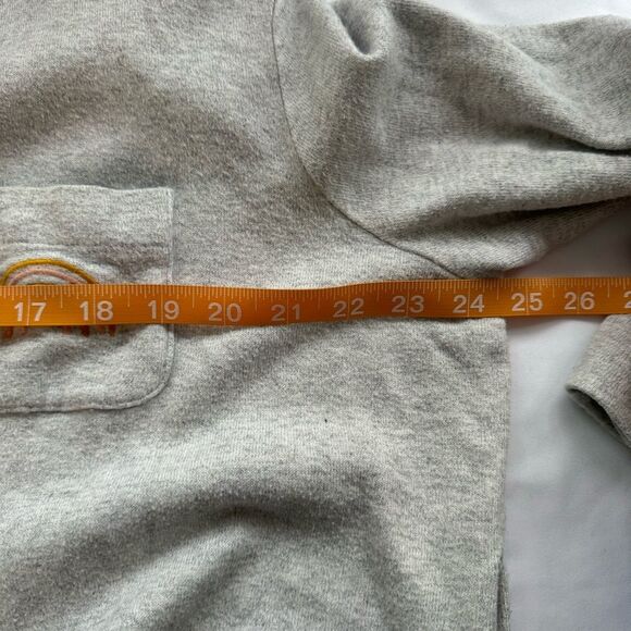 Madewell Grey Size M Rainbow Embroidered Cotton Robe NO BELT Pockets Boho Retro - Picture 7 of 13